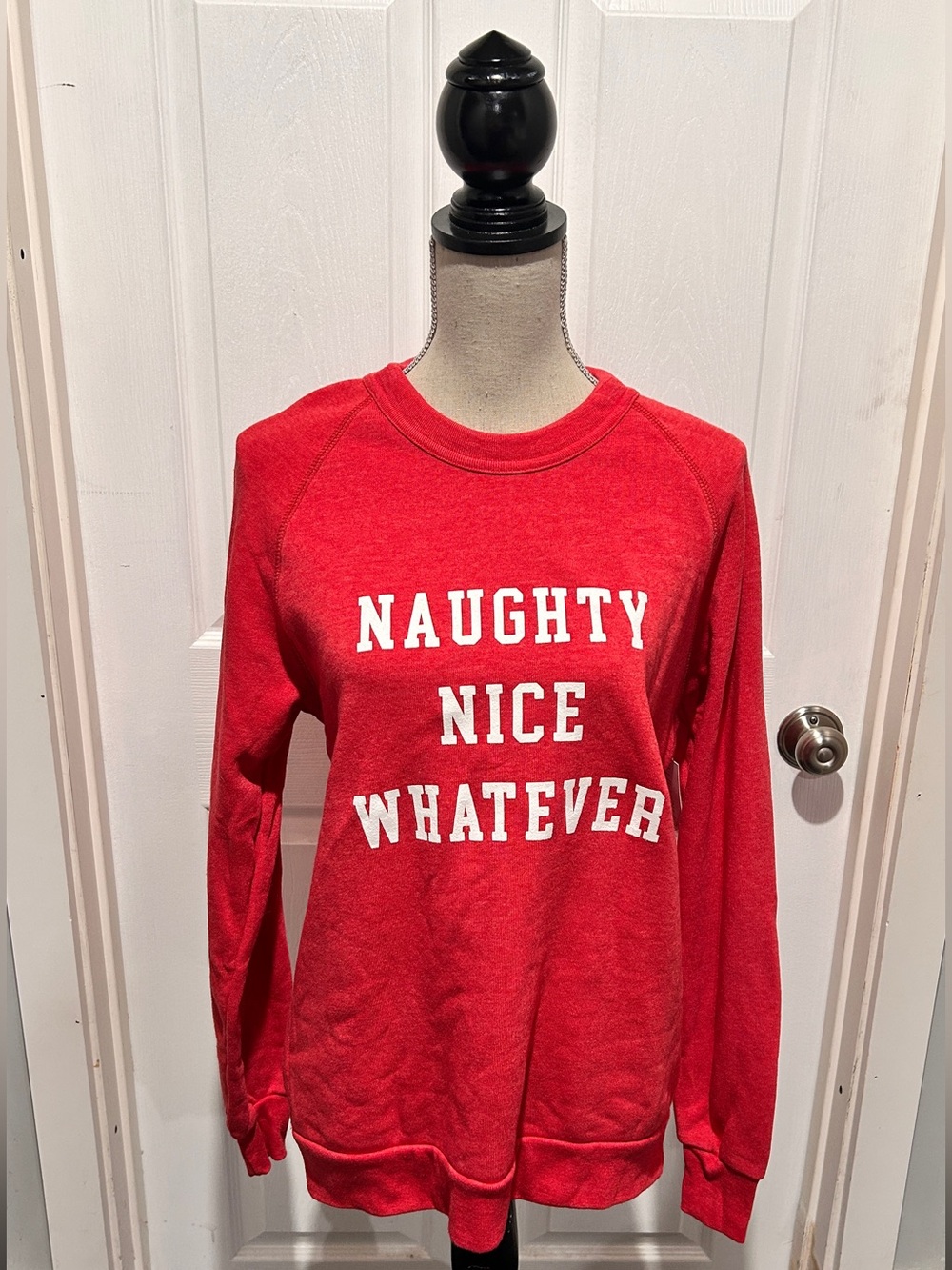 Vici Red Crewneck Sweatshirt with White Graphic Text